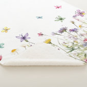 Lichte Waterverf wilde bloemen vlinders weide Sherpa Deken (3/4)