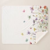 Lichte Waterverf wilde bloemen vlinders weide Sherpa Deken (Voorkant (horizontaal))