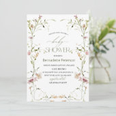 Lichte Waterverf Wildflower Baby shower Kaart (Staand voorkant)