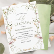 Lichte Waterverf Wildflower Baby shower