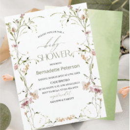 Lichte Waterverf Wildflower Baby shower Kaart