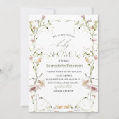 Lichte Waterverf Wildflower Baby shower Kaart (Voorkant)