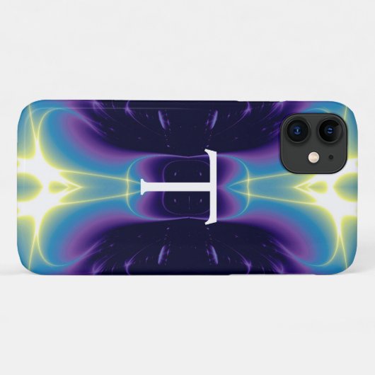 LICHTE WAVES MONOGRAM paars violet blauw Case-Mate iPhone Case (Achterkant (horizontaal))