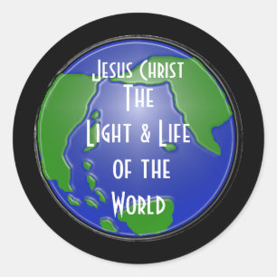 Lichte wereld, Jezus Christus, The Light & Life .. Ronde Sticker