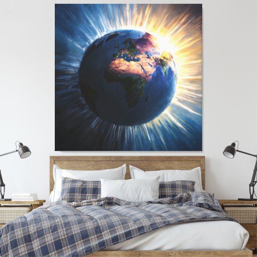 *~* Lichte Wereld Planeet Aarde Kosmische AP70 Canvas Afdruk (Insitu (Slaapkamer))