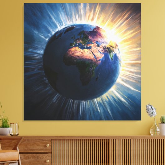 *~* Lichte Wereld Planeet Aarde Kosmische AP70 Canvas Afdruk (Insitu (Woonkamer))