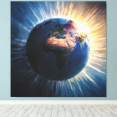 *~* Lichte Wereld Planeet Aarde Kosmische AP70 Canvas Afdruk (Insitu (Houten vloer))