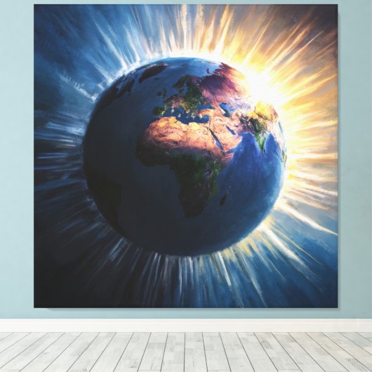 *~* Lichte Wereld Planeet Aarde Kosmische AP70 Canvas Afdruk (Insitu (Houten vloer))