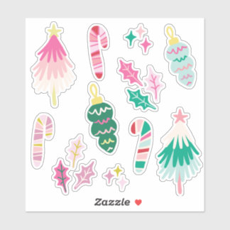 Lichte Whimsical Kerst Illustraties Sticker