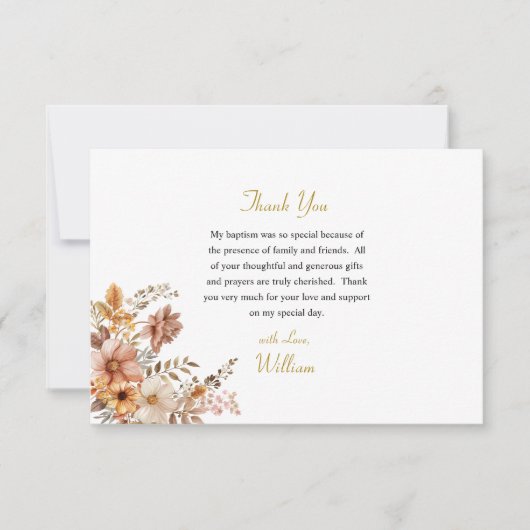 Lichte wijn Boho Bloemen Verlaat Orthodoxe Doop Bedankkaart (Voorkant)