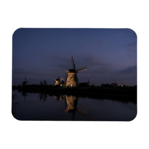 Lichte windmolen bij Blauwe-uurs rechthoekige magn Magneet