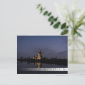 Lichte windmolen bij briefkaart met blauw-uurstang (Staand voorkant)