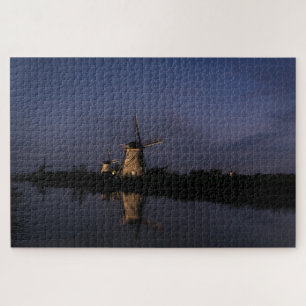 Lichte windmolen in Blue Hour Legpuzzel