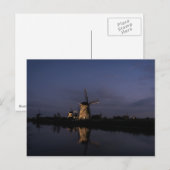 Lichte windmolen op briefkaart met blauw uur (Voorkant / Achterkant)