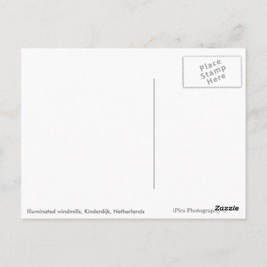 Lichte windmolen op briefkaart met blauw uur (Achterkant)