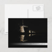 Lichte windmolens bij briefkaart in de nachtbar (Voorkant / Achterkant)