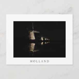 Lichte windmolens in Nederlands wit briefkaart