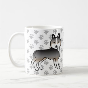 Lichte Wolfgrijze Siberische Husky Cartoon Hond & Koffiemok