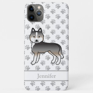 Lichte Wolfgrijze Siberische Husky Cartoonhond & N Case-Mate iPhone Case