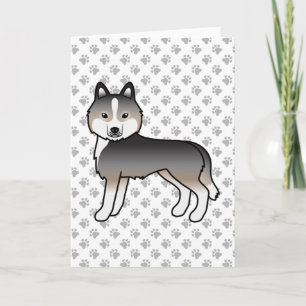 Lichte wolfgrijze Siberische Husky Cute Cartoon Ho Kaart