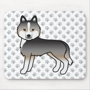 Lichte wolfgrijze Siberische Husky Cute Cartoon Ho Muismat