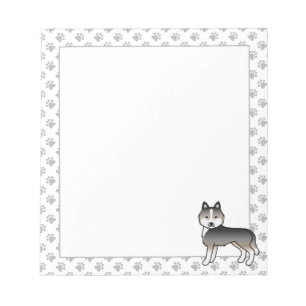 Lichte wolfgrijze Siberische Husky Cute Cartoon Ho Notitieblok