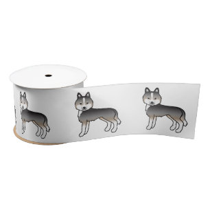 Lichte wolfgrijze Siberische Husky Cute Cartoon Ho Satijnen Lint