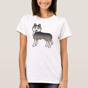 Lichte wolfgrijze Siberische Husky Cute Cartoon Ho T-shirt