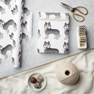 Lichte wolfgrijze Siberische Husky Cute Hond Patro Cadeaupapier