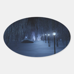 Lichte wolkenkrabbers ovale sticker