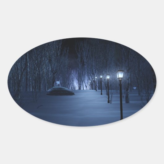 Lichte wolkenkrabbers ovale sticker (Voorkant)