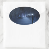 Lichte wolkenkrabbers ovale sticker (Tas)