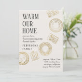 Lichte zachte beige gouden eetkamer housewarmingfe kaart (Staand voorkant)