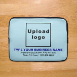 Lichte zakelijke laptophoes laptop sleeve<br><div class="desc">laptophoes die u gebruikt om uw merknaam beter bekend te maken. De inhoud is uw bedrijfsnaam, bedrijfsnaam of bedrijfsnaam, adres en telefoonnummer. Het ontwerp is donkerblauw en zwarte teksten op lichtblauwe achtergrond. Controleer het uiterlijk na het uploaden van logo en het typen van tekst. Als het uiterlijk u tevreden stelt,...</div>