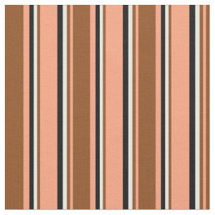 Lichte zalm, bruine, witte en zwarte lijnen stof
