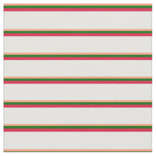 Lichte zalm, donkergroen, Crimson en White Pattern Stof