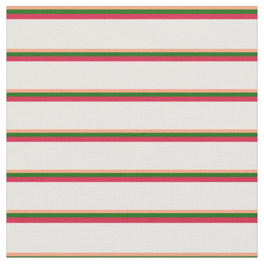 Lichte zalm, donkergroen, Crimson en White Pattern Stof (Close Up)