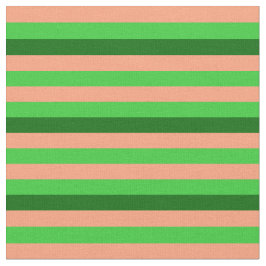 Lichte zalm, kalkgroen en donkergroene strepen stof