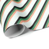 Lichte zalm, Zee groen, zwart en Mint Cream-lijnen Cadeaupapier (Rol Hoek)