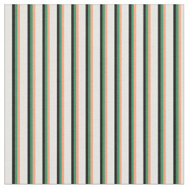 Lichte zalm, Zee groen, zwart en Mint Cream-lijnen Stof