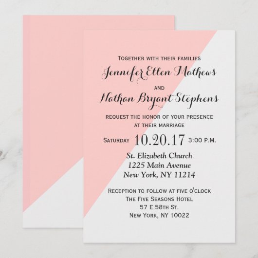 Lichte zalmroze en grijze tweeton kaart (Voorkant / Achterkant)