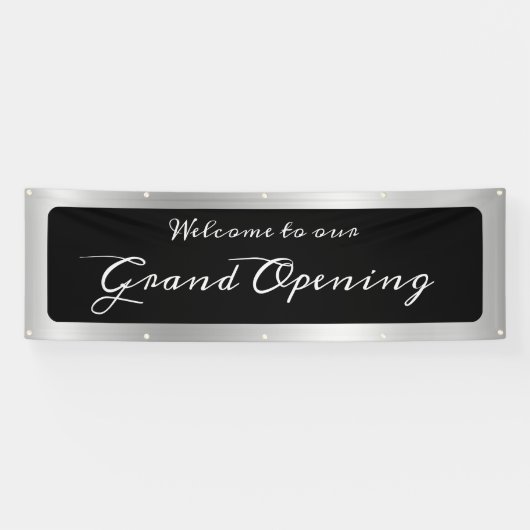 Lichte zilvergrijze gradiënt grand opening spandoek (Horizontaal)