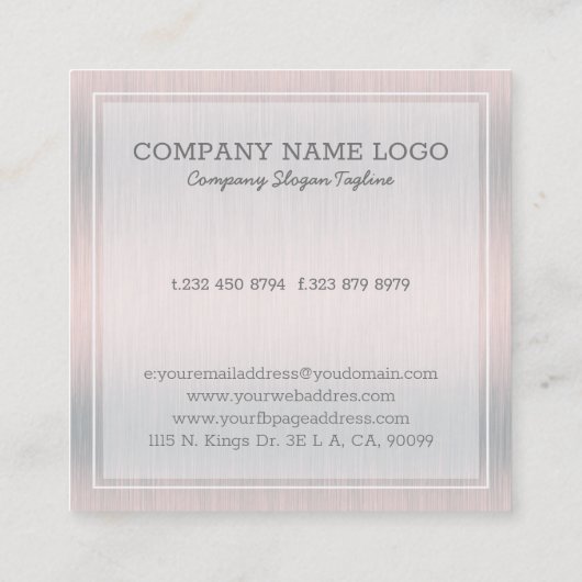 Lichte zilvergrijze metallic achtergrond vierkante visitekaartje (Achterkant)