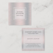 Lichte zilvergrijze metallic achtergrond vierkante visitekaartje (Voorkant / Achterkant)