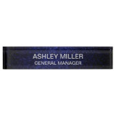 Lichte zilverkleurtekst op het Bord Galaxy Desk Na Naambordje (Voorkant)