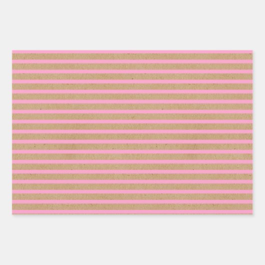 lichte zomerroze lijnen op faux - roestbruine kraf inpakpapier vel (Voorkant)