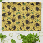 Lichte Zonnebloemen Keuken Handdoek (Gevouwen)
