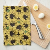 Lichte Zonnebloemen Keuken Handdoek (Quarter Fold)