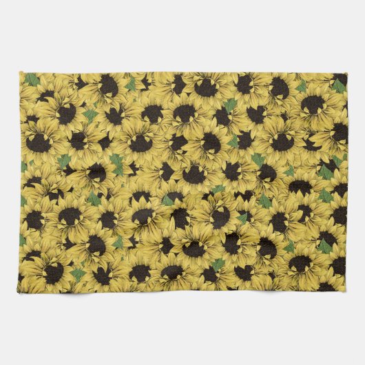Lichte Zonnebloemen Keuken Handdoek (Horizontaal)