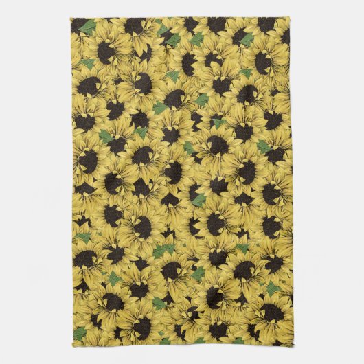 Lichte Zonnebloemen Keuken Handdoek (Verticaal)